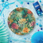 Aquamarin, Coral & Mauve Moderne Kunst Pappteller (Party)