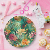 Aquamarin, Coral & Mauve Moderne Kunst Pappteller (Party)