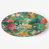 Aquamarin, Coral & Mauve Moderne Kunst Pappteller (Schrägansicht)