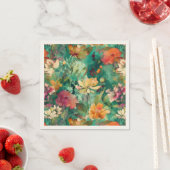 Aquamarin, Coral & Mauve Moderne Kunst Serviette (Beispiel)