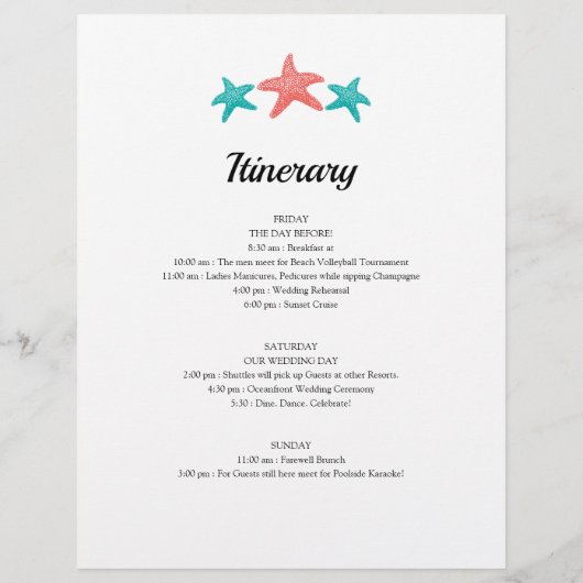 Aquamarin Coral Mexico Hochzeitserklärung (Rückseite)