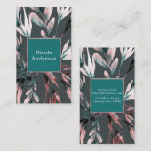 Aquamarin Coral Watercolor Botanischer Garten Visitenkarte (Vorne/Hinten)