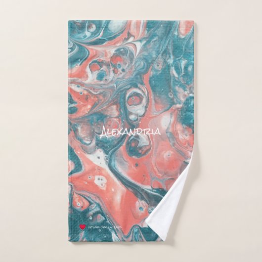 Aquamarin Coral Weiß Abstrakt Sweat Handtuch (Handtuch)