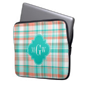 Aquamarin Coral White Preppy Monogram Laptopschutzhülle (Vorderseite Links)