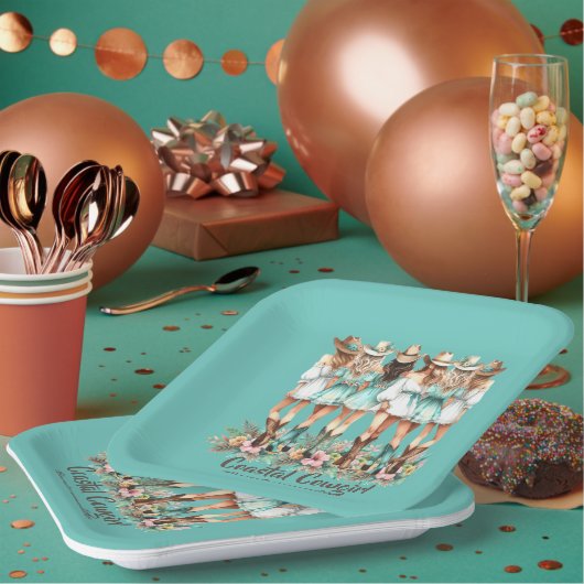 Aquamarin Cowgirl Bridesmaids Square Teller (Multi)