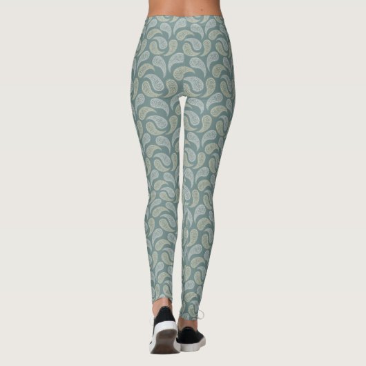 Aquamarin-Cream Paisley Muster Leggings (Rückseite)
