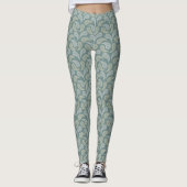 Aquamarin-Cream Paisley Muster Leggings (Vorderseite)