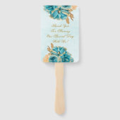Aquamarin Creamy Gold Florals Hochzeit Vielen Dank Fächer (Rückseite)