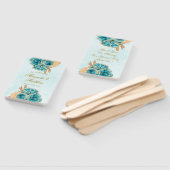 Aquamarin Creamy Gold Florals Hochzeit Vielen Dank Fächer (Non-assembled)