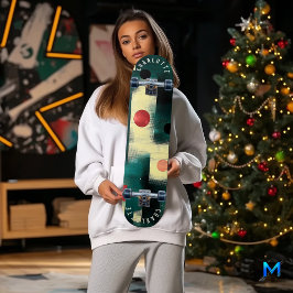 Aquamarin, Creme, Abstrakt geometrisch rotes Skate Skateboard