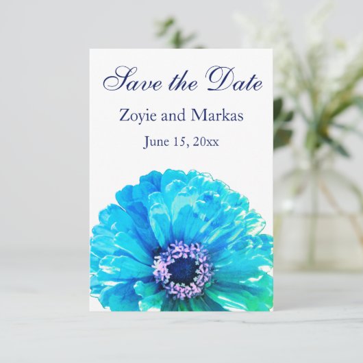 Aquamarin Daisy - Save the Date (Stehend Vorderseite)