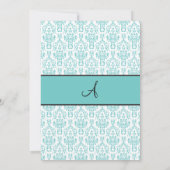 Aquamarin Damask Bat Mitzvah Einladung (Rückseite)