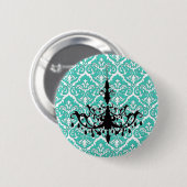 Aquamarin Damask Black Chandelier Button (Vorne & Hinten)