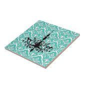 Aquamarin Damask Black Chandelier Fliese (Seite)