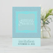Aquamarin Damask Einfache Brautdusche Einladung (Stehend Vorderseite)