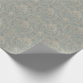Aquamarin Damask Geschenkpapier (Ecke)