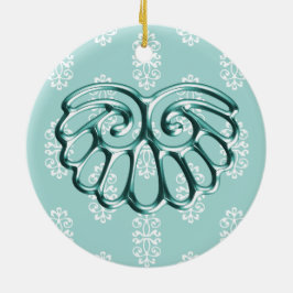 Aquamarin Damask Hochzeit Save the Date Keramikornament