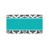 Aquamarin Damask Hochzeitadressen-Labels Adressaufkleber (Vorne)