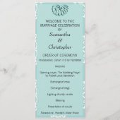 Aquamarin Damask Hochzeitsprogramm Programm (Vorderseite)