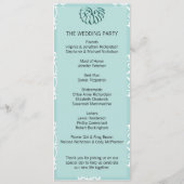 Aquamarin Damask Hochzeitsprogramm Programm (Rückseite)