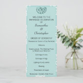 Aquamarin Damask Hochzeitsprogramm Programm (Stehend Vorderseite)