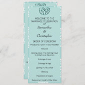 Aquamarin Damask Hochzeitsprogramm Programm (Vorne/Hinten)