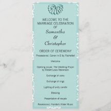 Aquamarin Damask Hochzeitsprogramm
