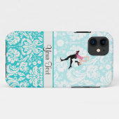 Aquamarin Damask Muster Ice Skaten Case-Mate iPhone Hülle (Rückseite (Horizontal))