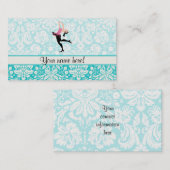 Aquamarin Damask Muster Ice Skaten Visitenkarte (Vorne/Hinten)