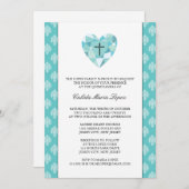 Aquamarin Damask Quinceanera Einladungen (Vorne/Hinten)