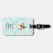 Aquamarin Damask Reittier Gepäckanhänger (Vorderseite horizontal)