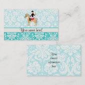 Aquamarin Damask Reittier Visitenkarte (Vorne/Hinten)