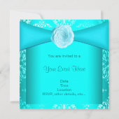 Aquamarin Damask Rose Aquamarin Blue Jeden Anlaß Einladung (Rückseite)