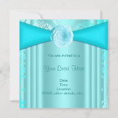 Aquamarin Damask Rose Aquamarin Blue Jeden Anlaß Einladung (Rückseite)