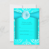 Aquamarin Damask Rose Aquamarin Blue Jeder Anlass  RSVP Karte (Rückseite)