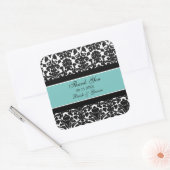 Aquamarin Damask Vielen Dank Gastgeschenk Hochzeit Quadratischer Aufkleber (Umschlag)