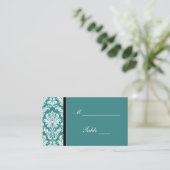 Aquamarin Damask Wedders Platzkarte Holders (Stehend Vorderseite)