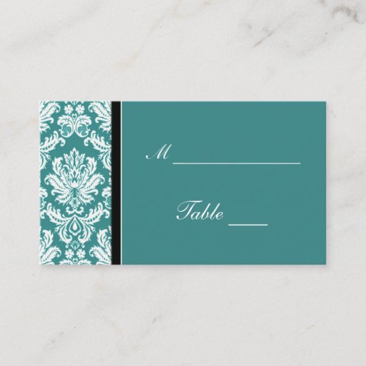 Aquamarin Damask Wedders Platzkarte Holders (Vorderseite)