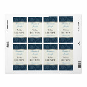 Aquamarin Damask Wedding Mini Wine Labels (Vorne)