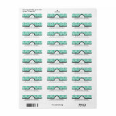 Aquamarin Damask Wedding Monogram Address Labels (Vorne)