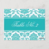 Aquamarin Damask Wedding Tischnummer (Rückseite)