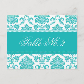 Aquamarin Damask Wedding Tischnummer