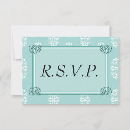 Aquamarin Damask Wedding UAWG RSVP Karte