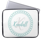 Aquamarin Decorative Monogramm Laptopschutzhülle (Vorderseite)