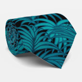 Aquamarin & Deep Blue Tropical Palm Blätter Krawatte (Gerollt)