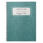 Aquamarin Denim Texture Fabric Print Spiral Notizblock (Vorderseite)
