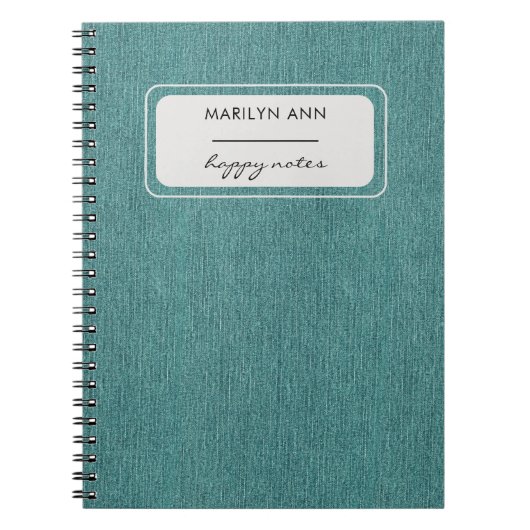 Aquamarin Denim Texture Fabric Print Spiral Notizblock (Vorderseite)