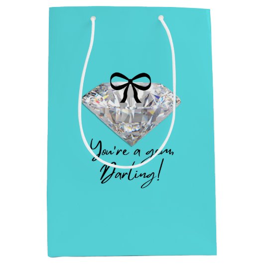Aquamarin & Diamond Dankeschön Karte Mittlere Geschenktüte (Vorderseite)