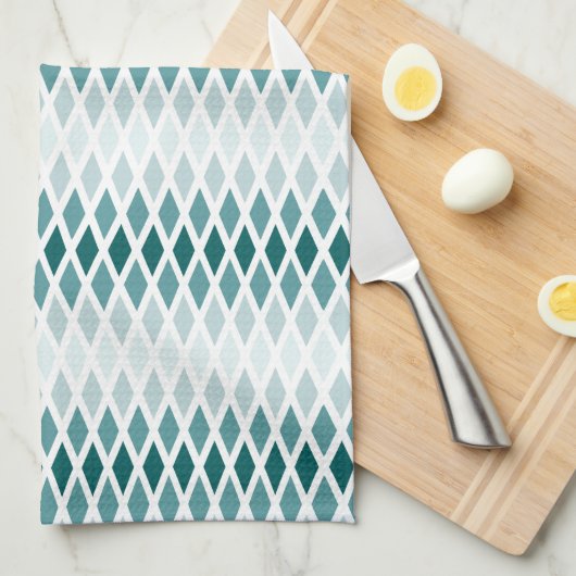 Aquamarin Diamond Ombre Monogram Geschirrtuch (Viertel Falte)