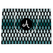 Aquamarin Diamond Ombre Monogram Große Geschenktüte (Vorderseite)